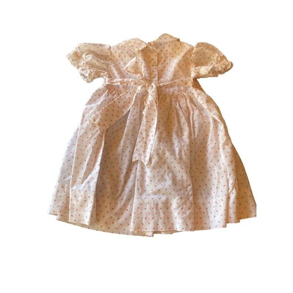 Handmade Pink Rosebud Print Smocked Girls Dress Size 3 - Picture 6 of 8